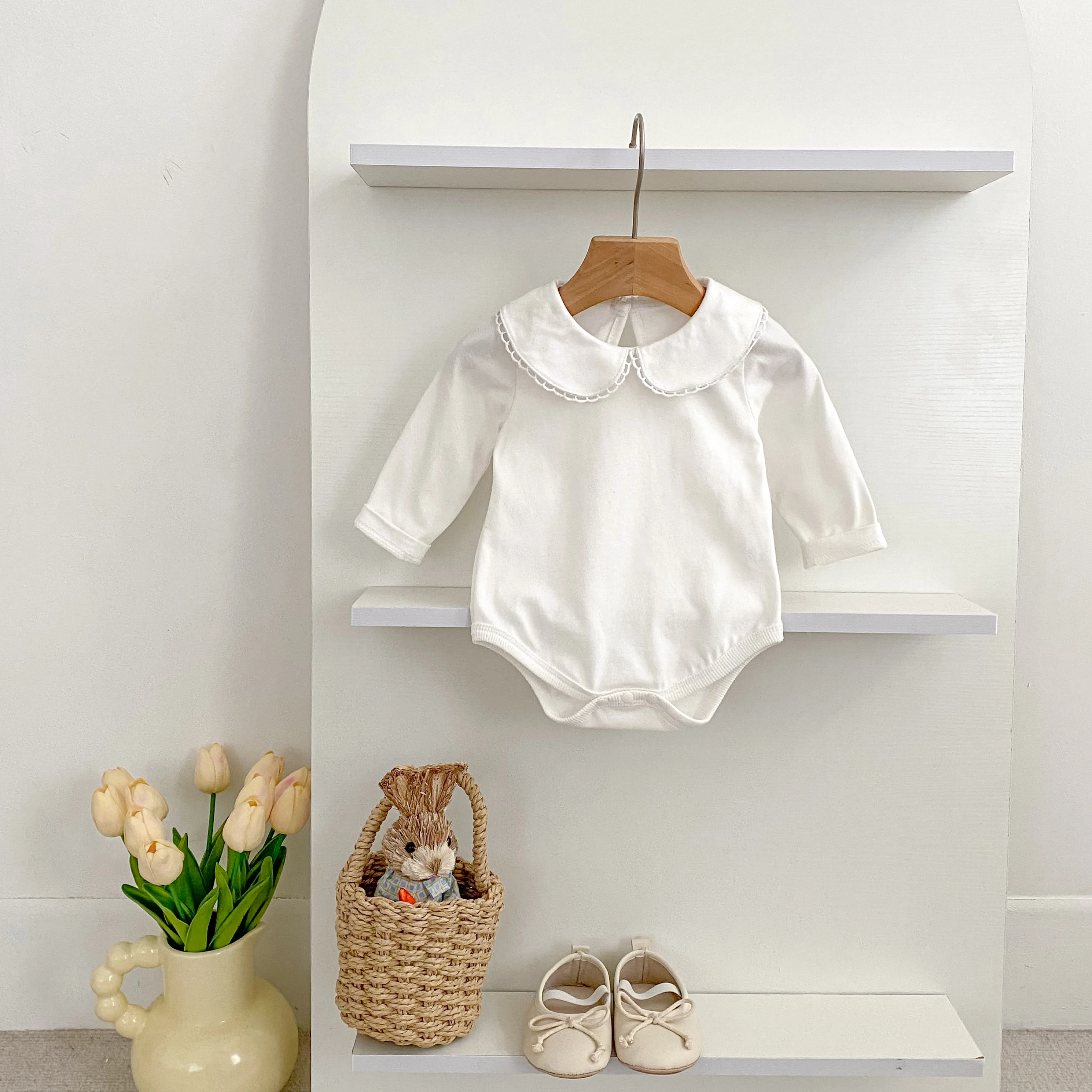 Neue Baby Mädchen Strampler Baby Mädchen Kleidung Kleinkind Neue Kragen Strampler Frühling Baumwolle Weiß Infant Baby Mädchen Overall Säuglings Kleidung – Detail 25