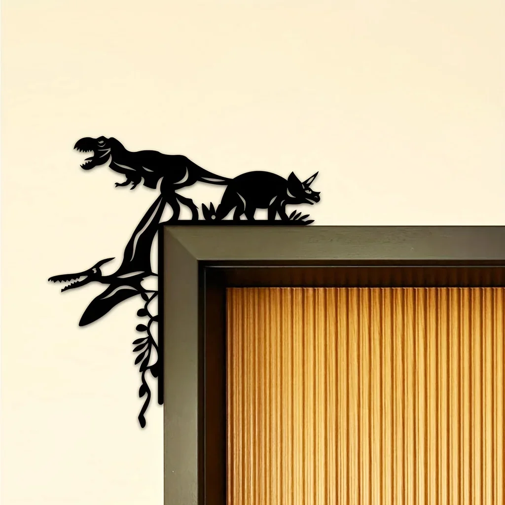 1pc Metal Dinosaur Boar Decorative Wall Sticker Door Corner Decoration Door Frame Corner Art Decoration Metal Wall Hanging