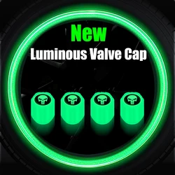 Nieuwe Auto Ventieldopjes Lichtgevende Tire Valve Cover Skull Wiel Cap Dust-Proof Tepel Caps Toepassing Auto Motorfiets fiets