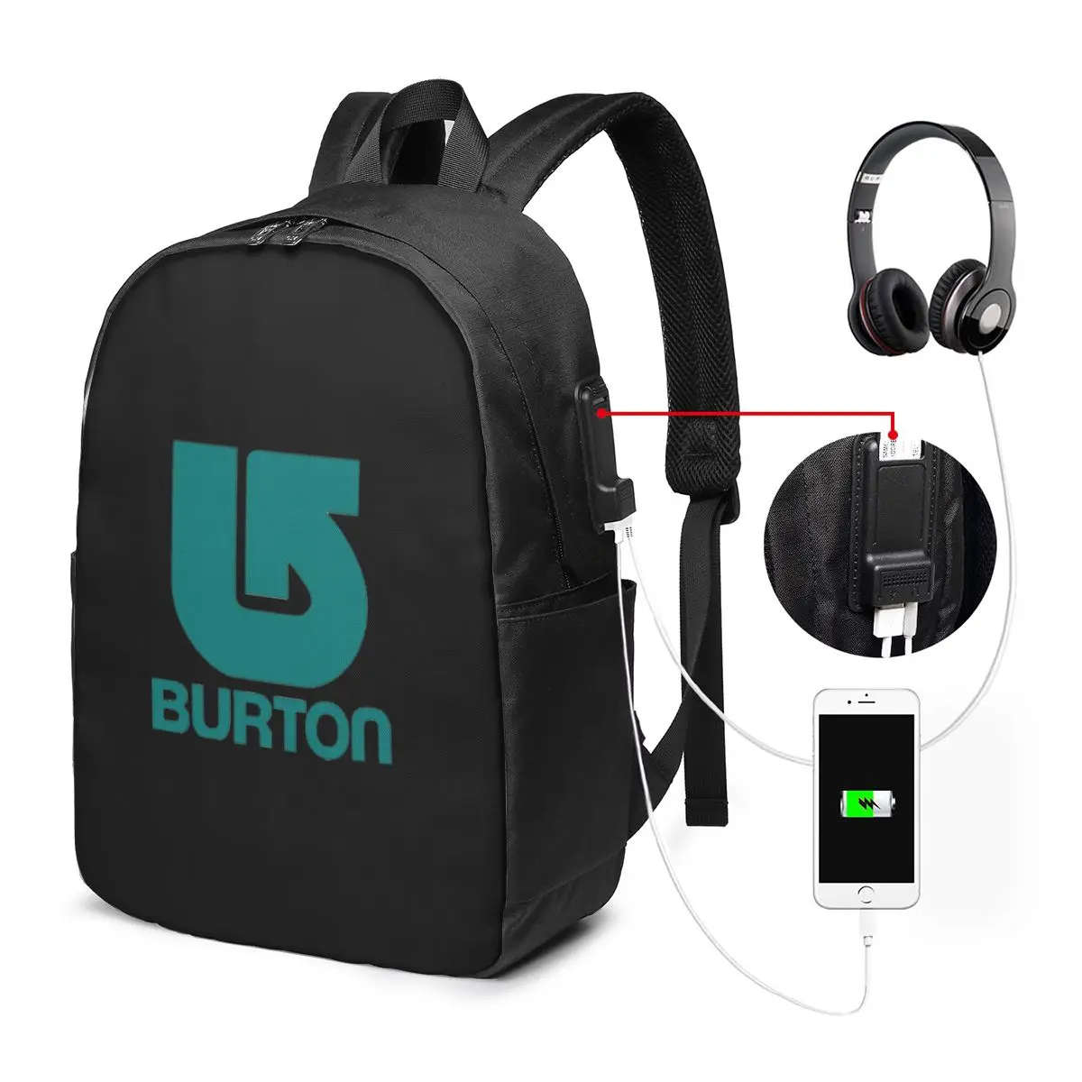 Burton Snowboard Sportive Backpack Travel Notebook Bag Computer College Student School Bag Laptop Shoulder Bags for Men Women