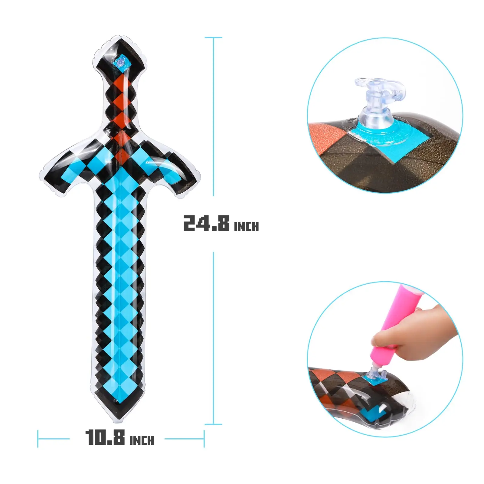 Arme d'épées gonflables pour enfants, 10 pièces, cadeaux de fête, fournitures de fête à thème, jouet gonflable en feutre de pixels et Cosplay pour enfants