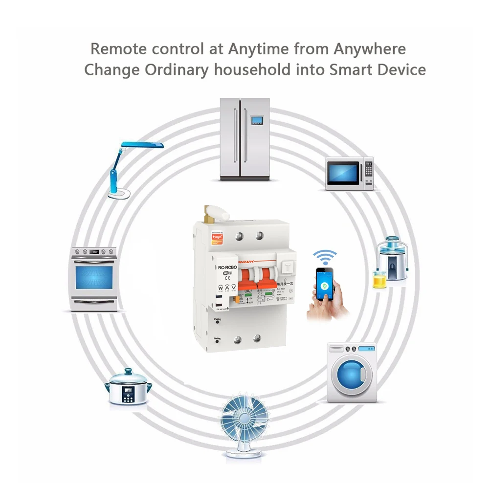 2P 4P Phase Din Rail WIFI Tuya SmartLife Circuit Breaker,Leakage Protection,Energy Meter Remote Read kWh Wattmeter,Alexa Control