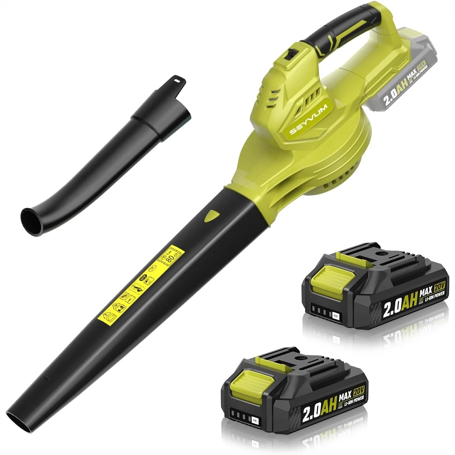 

Cordless Leaf Blower 20V with 2x2.0Ah Battery, 350 CFM 150 MPH Electric Blower for Lawn, Patio, Garden Cleaning, Fast Charger