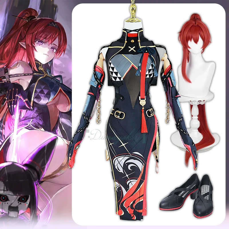 

Wuthering Waves Yinlin Cheongsam Cosplay Uniform Wig Women Girls Halloween Carnival Outfit