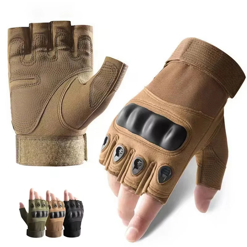 Breathable Half‑Finger Outdoor Protective Gloves Hard Shell Protection Anti‑wear Tactical for Cycling Climbing Sports Activities