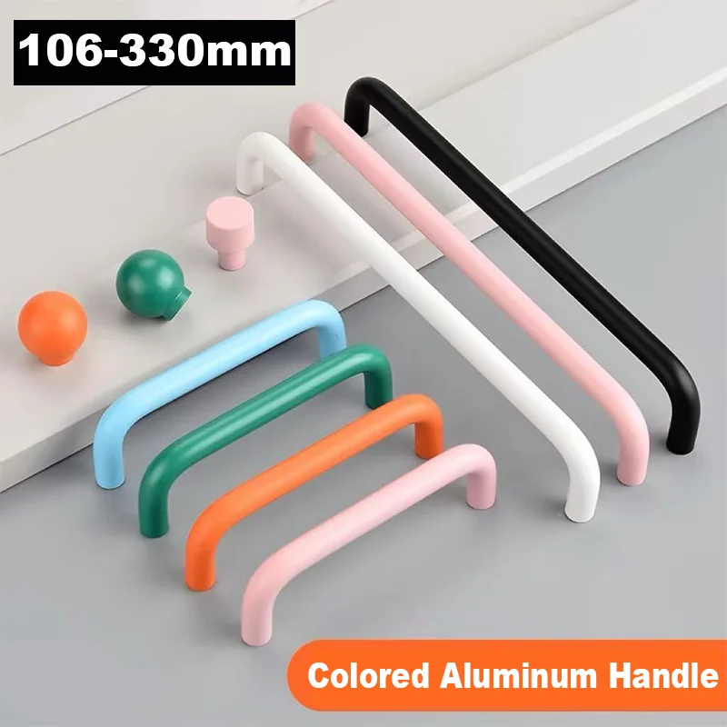 2Pcs U Type Colored Aluminum Alloy Kitchen Cabinet Door Handles Drawer Knob Home Improvement Furniture Handle Hardware 106-330mm