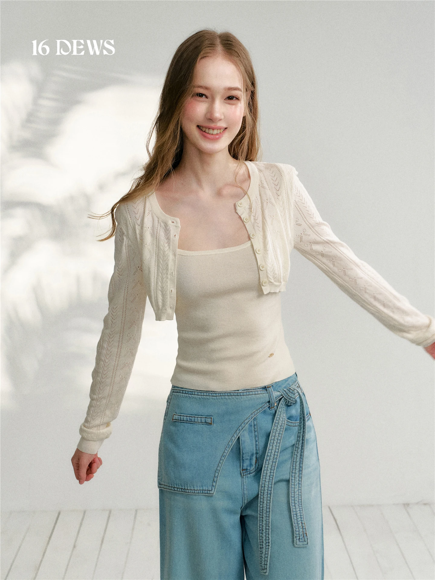 

Knot Short Knitted Cardigan Set Women's Slim Fit Top with Flower Pattern Long Sleeve Spring Season Fashion Ladies' ...