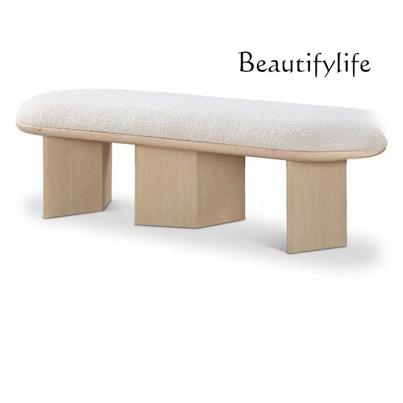 Nordic fabric solid wood home shoe changing stool new Chinese bedroom bedside stool fashion living room sofa bench