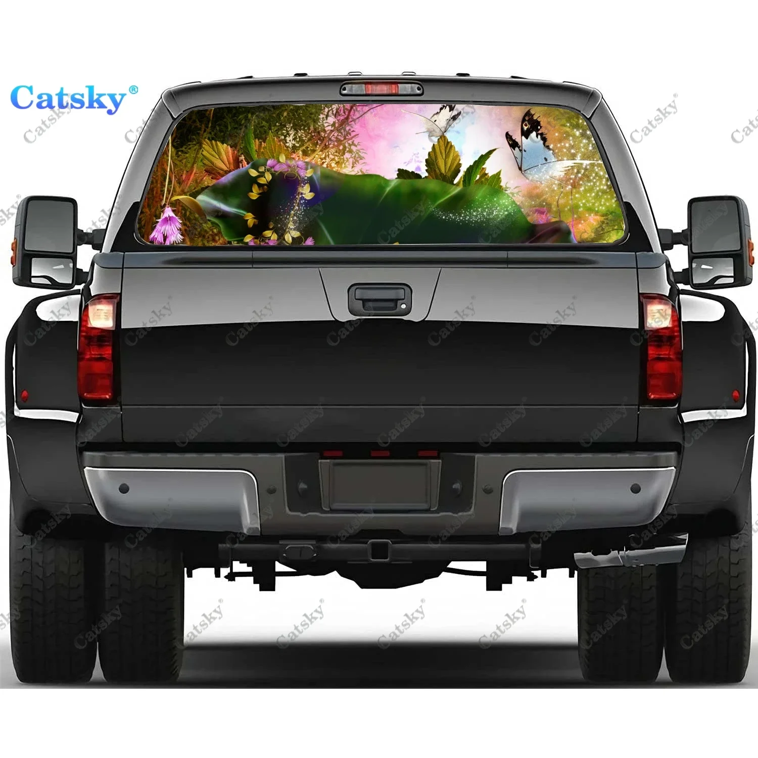

Flowers Butterflies Rear Window Decals for Trucks,Pickup Window Decal,Rear Window Tint Graphic Perforated Vinyl Truck Stickers