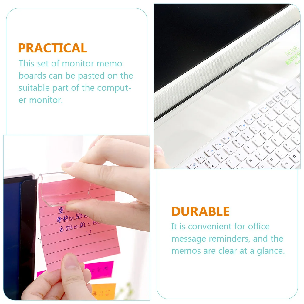 

1Set Monitor Memo Board Computer Screen Message Reminder Transparent Office Gadgets Memo Board Screen Side Panel