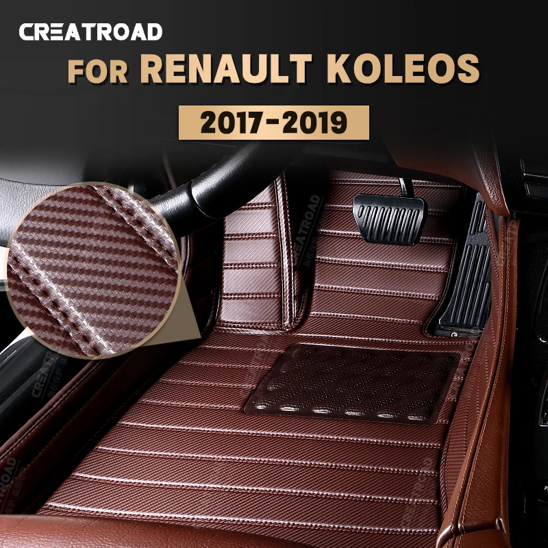 

Custom Carbon Fibre style Floor Mats For Renault Koleos 2017 2018 2019 Foot Carpet Cover Automobile Interior Accessories