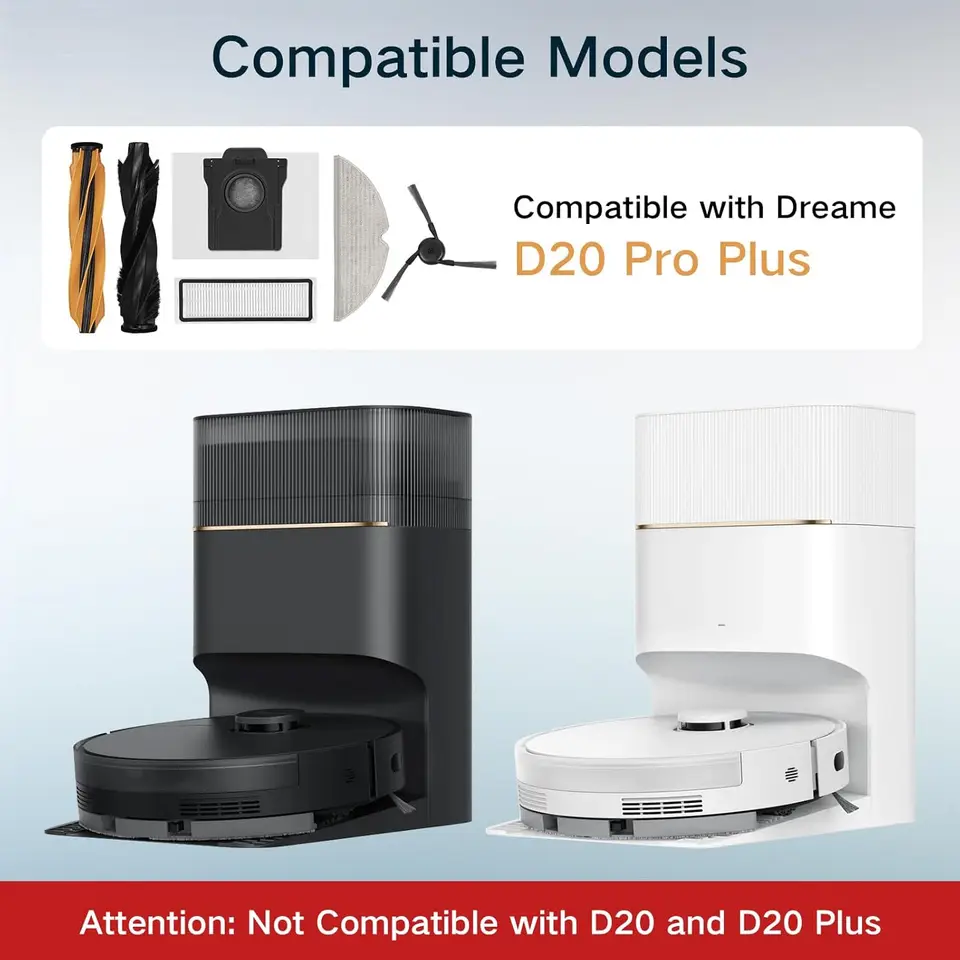 إكسسوارات Dreame D20 Pro Plus / D20 Pro، فرشاة رئيسية، فلتر Hepa، كيس غبار، قطعة قماش للممسحة، قطع غيار بديلة - 2