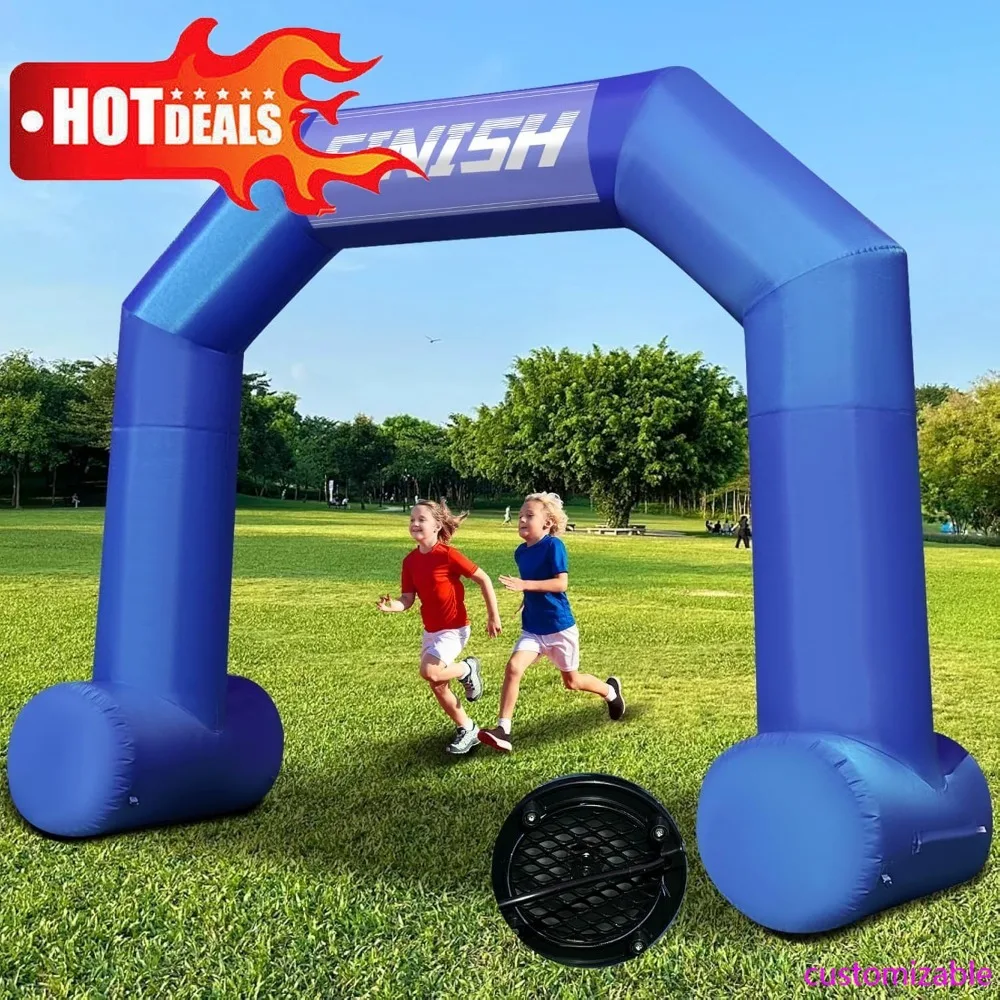 

Hot-13ft Inflatable Arch With Start Finish Line Banners And Buit-in Air Blower, Blue Hexagon Outdoor Inflatable Archway For Race