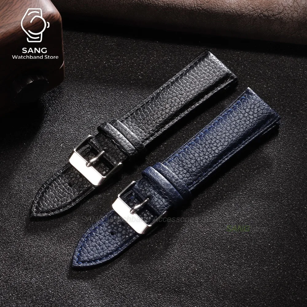 10mm 12mm 14mm 16mm 18mm 20mm 22mm Litchi Pattern Leather Watch Band Bracelet Replacement Wrist Straps Man Women Sport Watchband