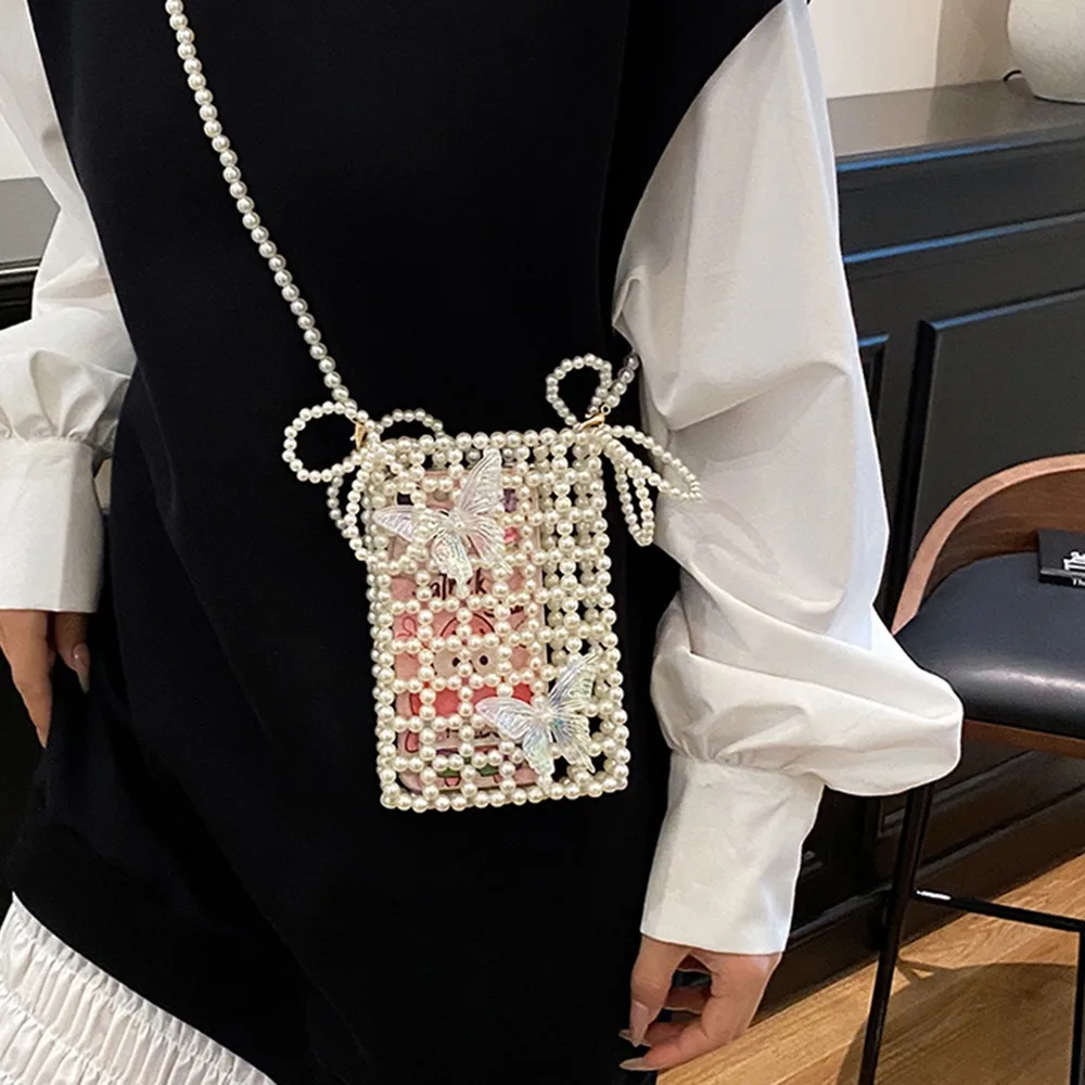 

Простая блестящая мини-квадратная сумка, акриловая сумка через плечо с бабочкой для телефона, серебряная сумка для хранения ручной работы для женщин и девочек