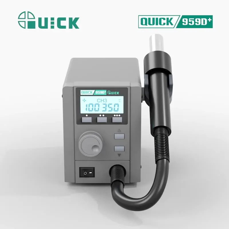 

Паяльная станция горячего воздуха QUICK 959D+ 3-в-1 | Быстрый нагрев и антистатический