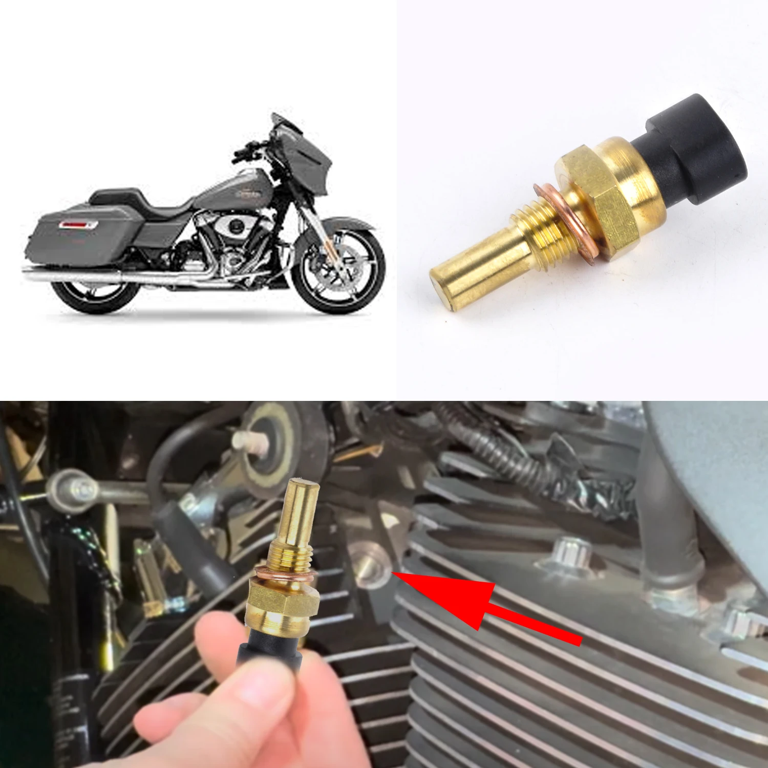 For Harley-Davidson Street Glide 2014-2023 Water Temp Sensor Engine Coolant Radiator Temperature Sensor Fan Detection Switch