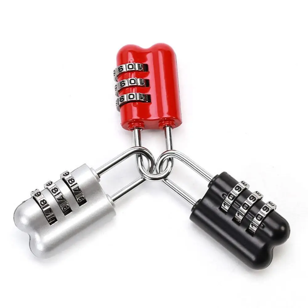 Portable Combination Lock Travel Luggage Padlock Backpack Zipper Lock 3 Digit Password Lock Dormitory Cabinet  Lock