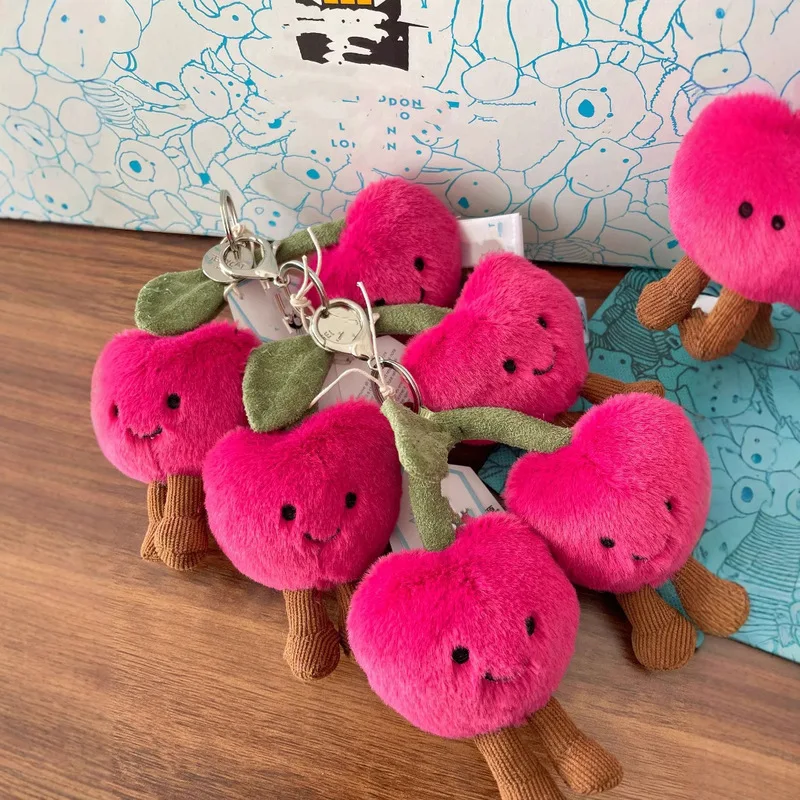 

Spot Jellycat New Cute Cherry Pendant Keychain Cherry Bag Ornaments Cute Plush Birthday Toy Gift.
