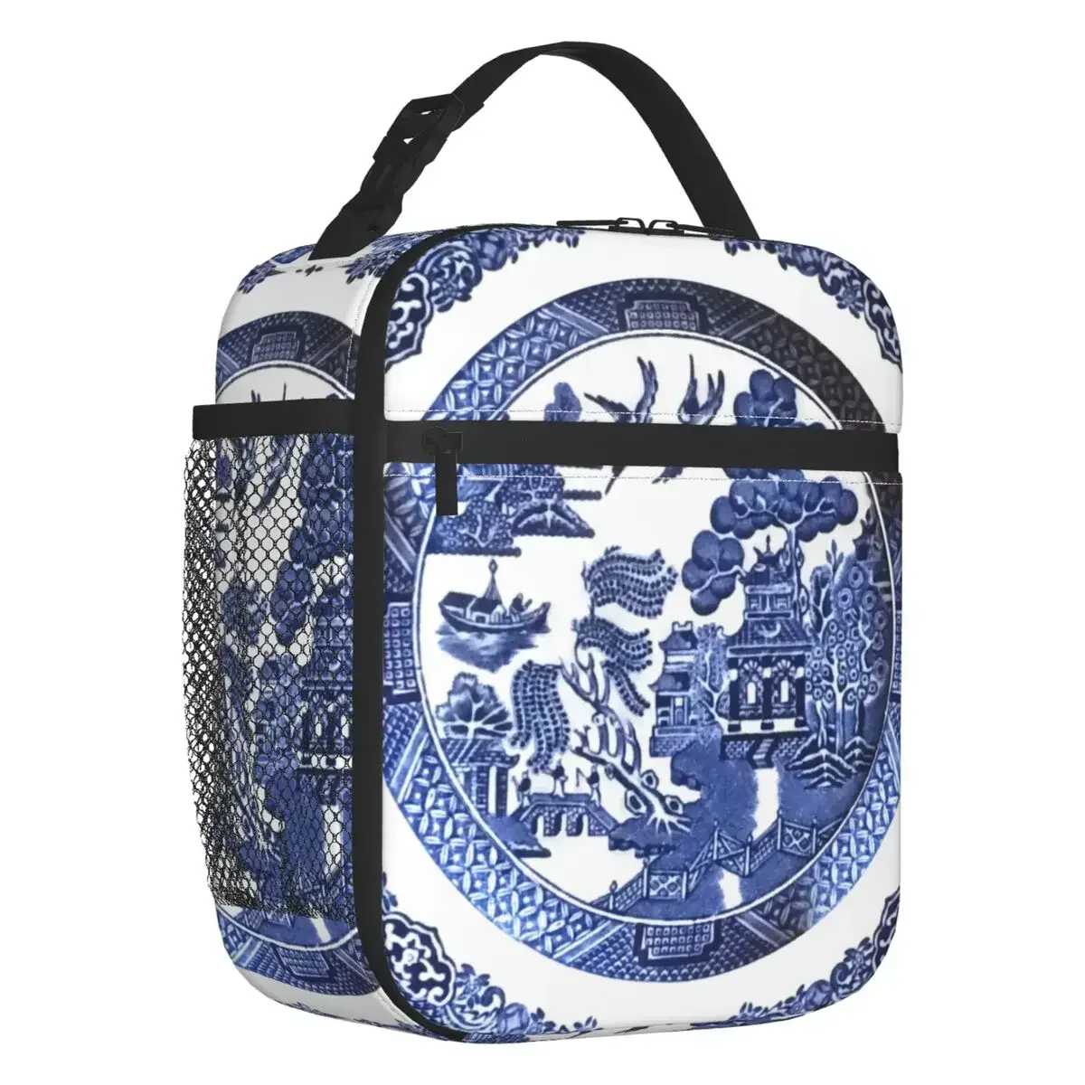 

Custom Blue Willow Lunch Bag Women Cooler Warm Delft Chinoiserie Insulated Box for Kids School