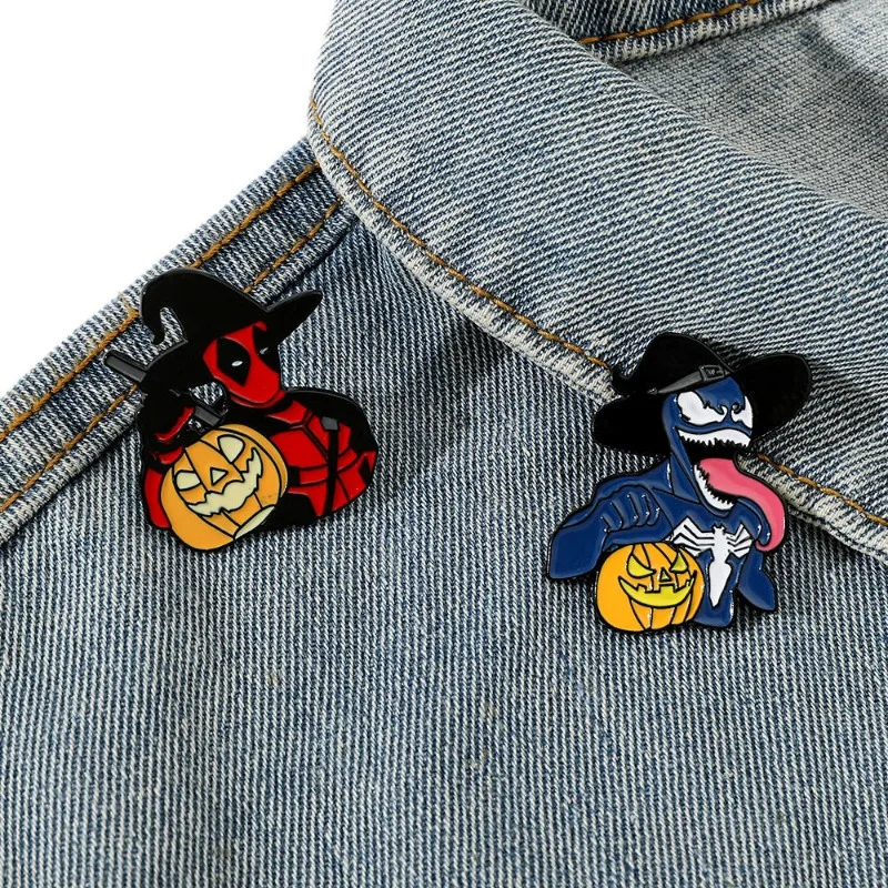 마블 만화 애니메이션 데드풀 베놈 브로치, 남녀 패션 및 개성 배지, 가방 및 액세서리용 심플 핀