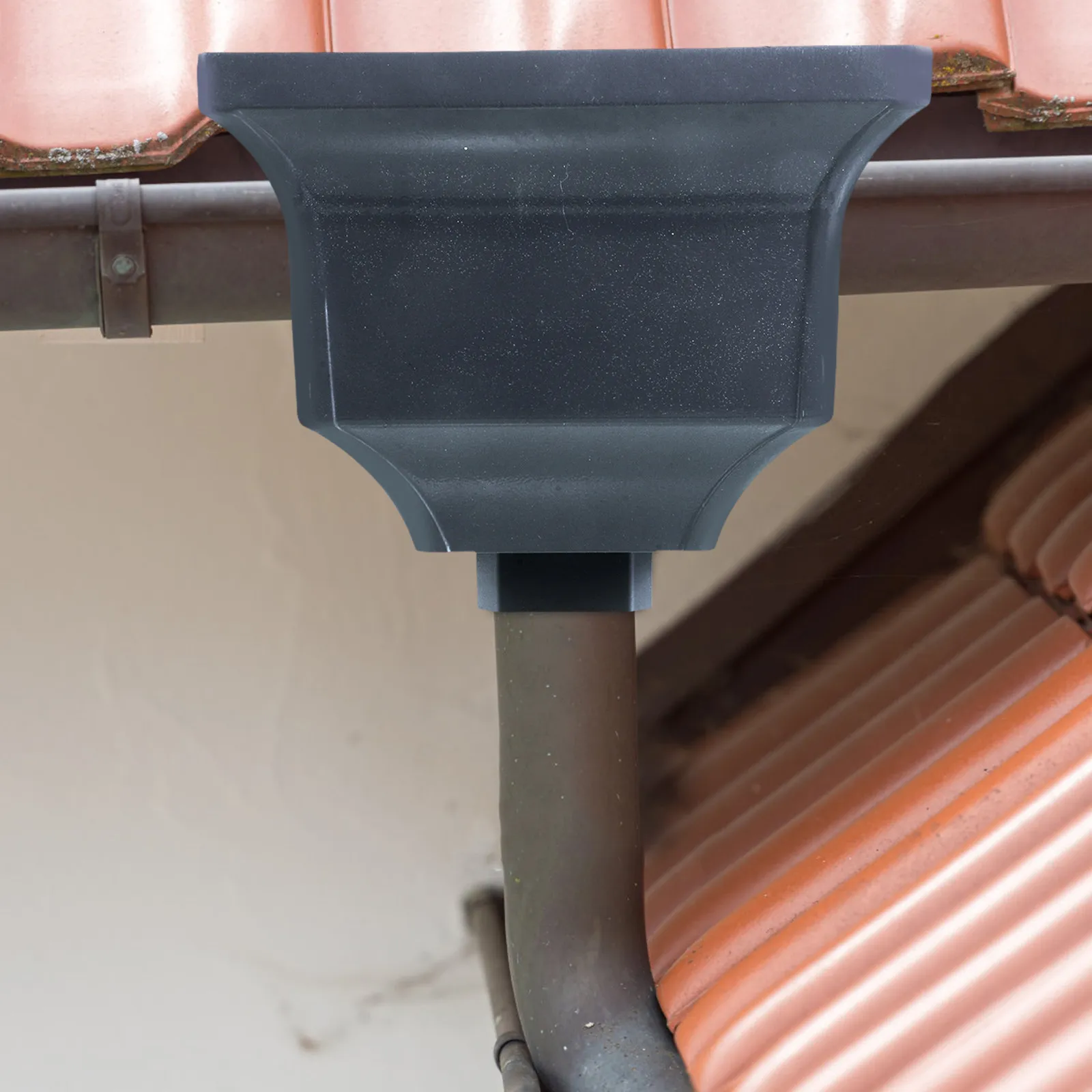 Rainwater Downspout Diverter Aluminum Alloy Curved Grey Adapter for Gutter Extension Outdoor Drainage System Water Pipe Drainage