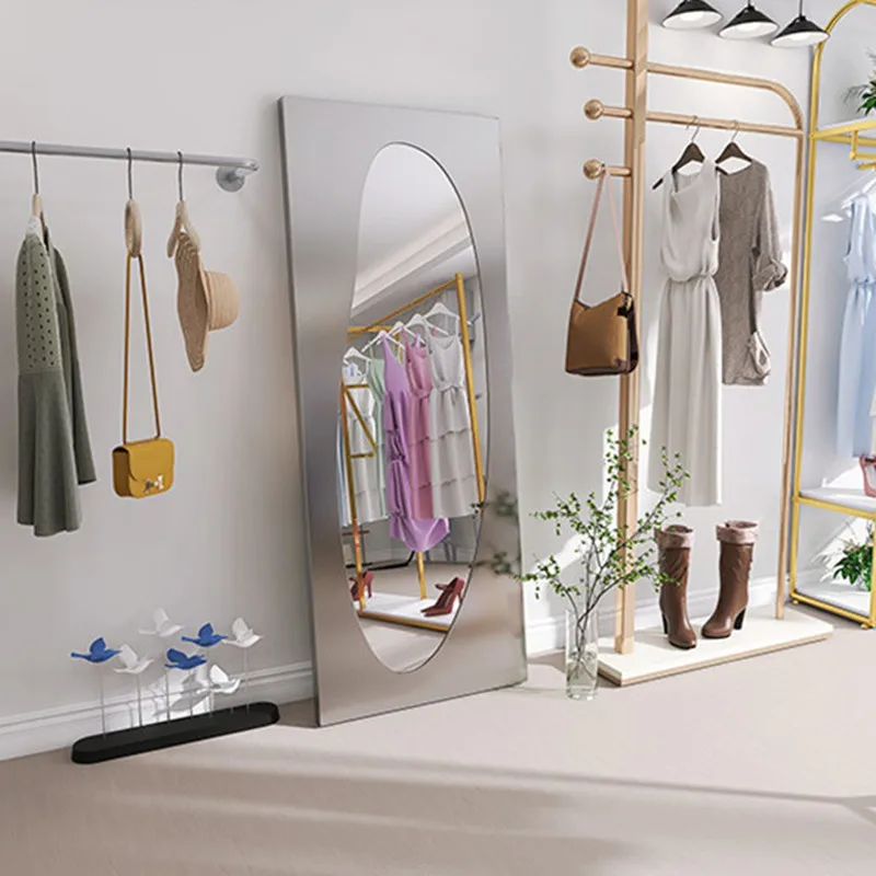LXins style clothing store floor-to-ceiling mirror modern simple household stainless steel fitting mirror bedroom dressing