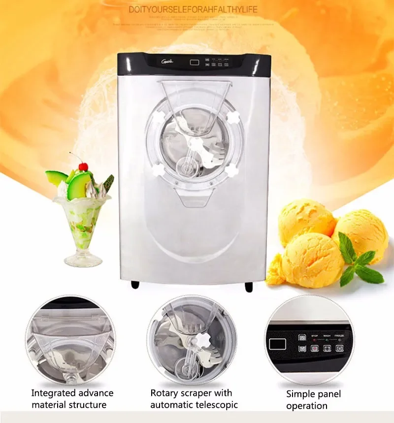 2000W 5.1L Stainless Steel Commercial Desktop Large Frozen Hard Ice Cream Making Machine 220V Ice Cream Maker