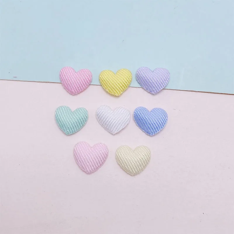 100Pcs 1CM Padded Small Heart Appliques For Children Hat Sewing DIY Hair Clip Accessories Cloth Patches
