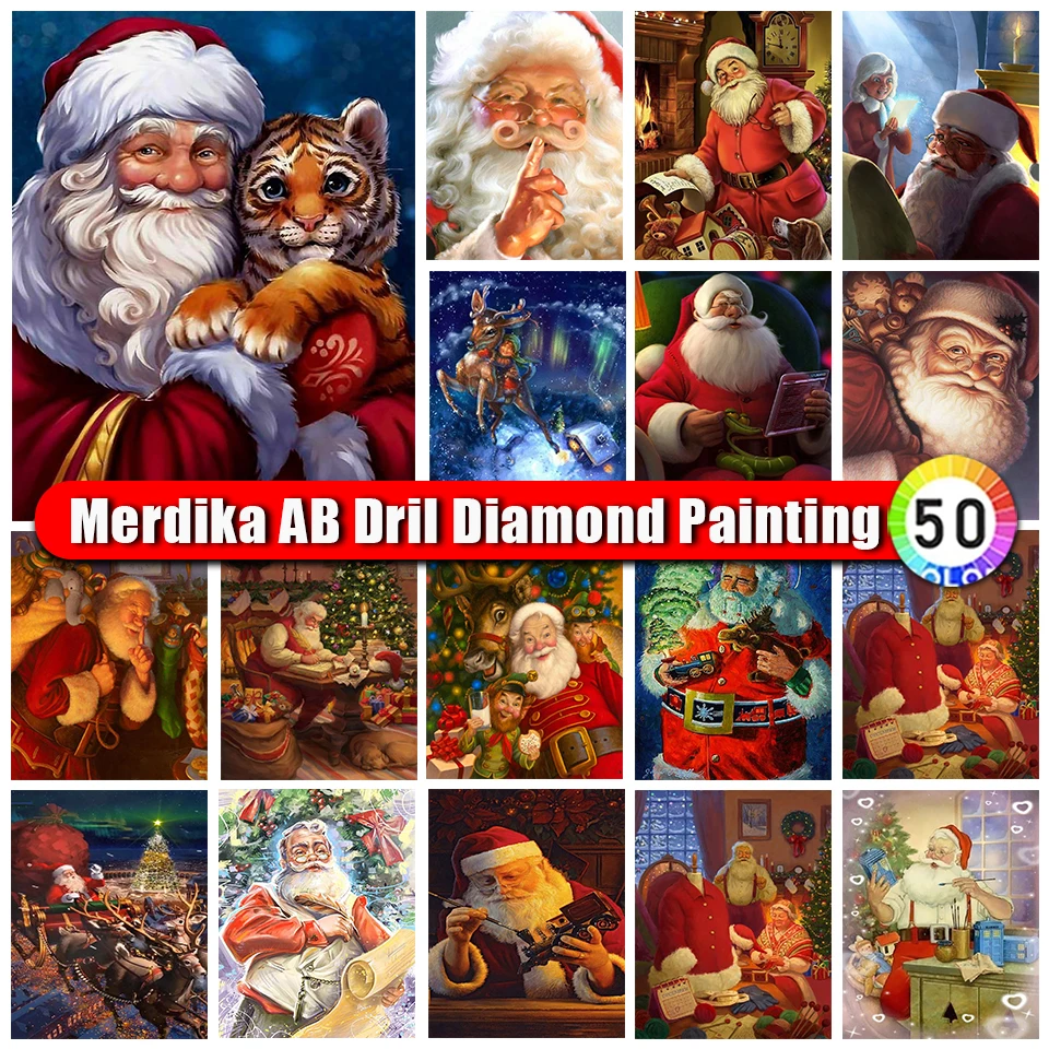 

Merdika Zipper Bag 5D DIY AB Diamond Painting Christmas Cartoon Embroidery Cross Stitch Diamond Mosaic Santa Claus Home Decor