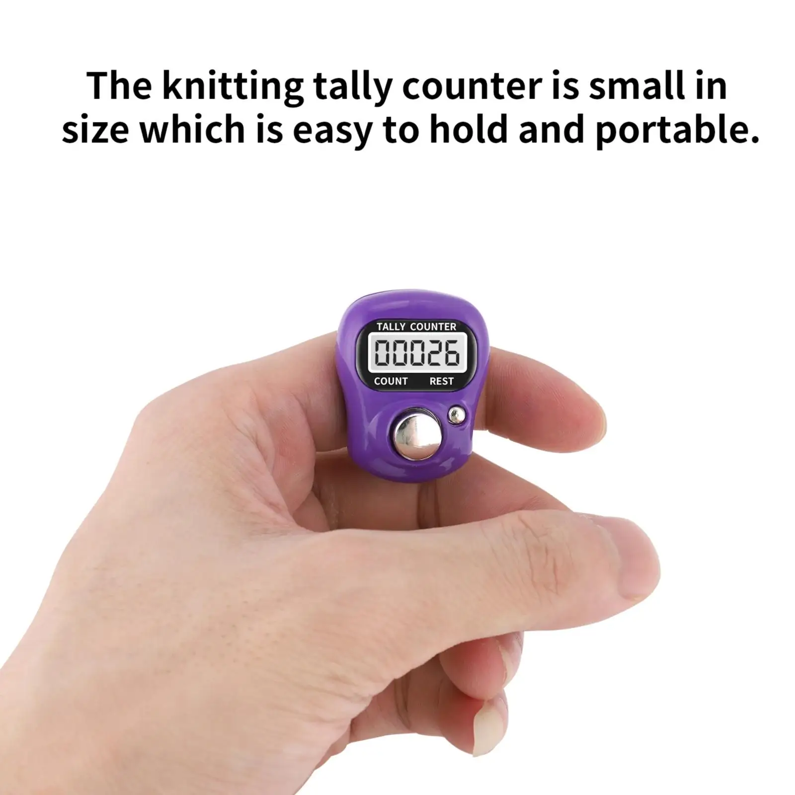 Hand Held Useful Digital Display Knitting Crochet Amigurumi Purple/Green Stich Row Tally Counter