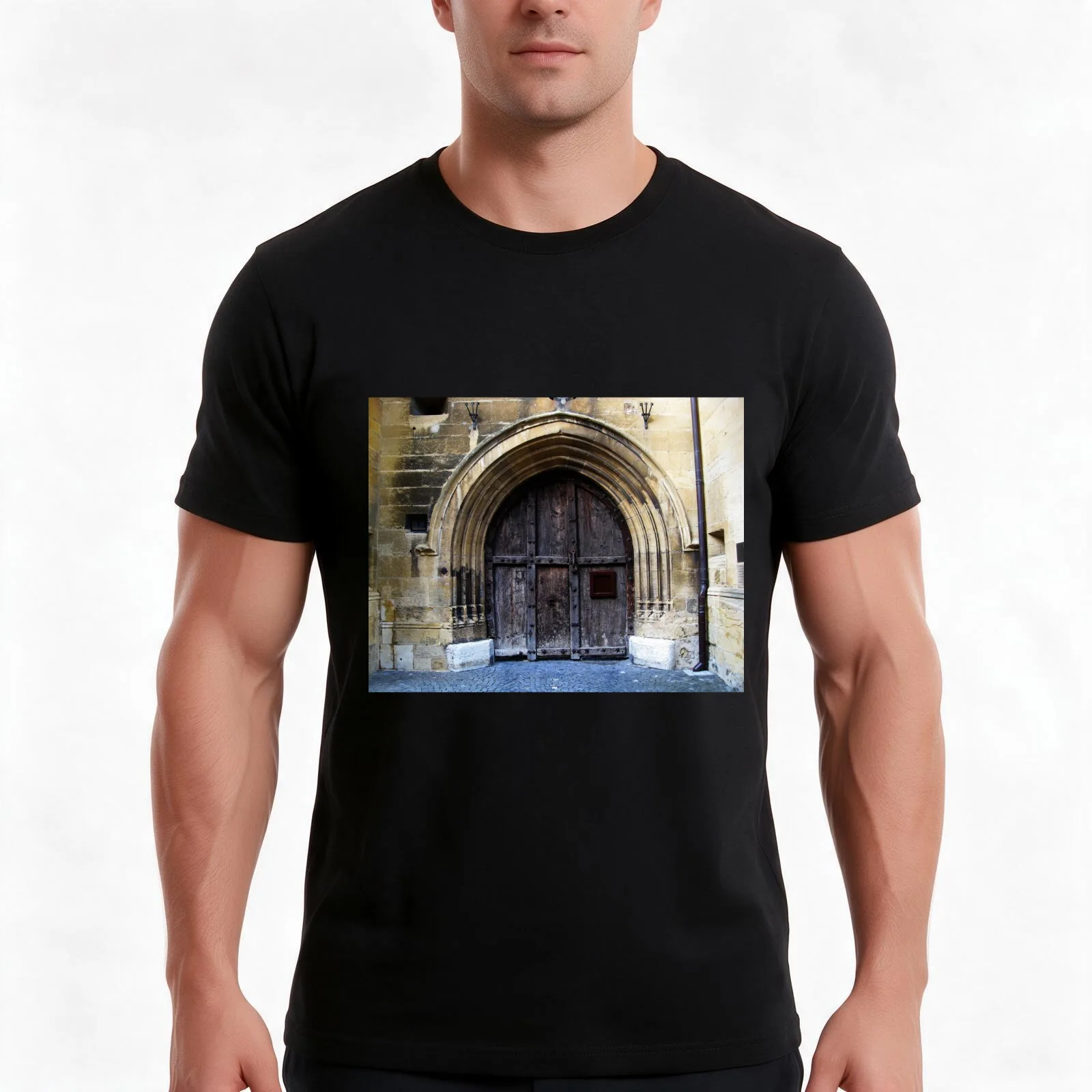 Neuchatel Castle Gate. Switzerland T-Shirt, Summer Casual Cotton Tee, Oversized Streetwear Tops, Vintage Graphic Print