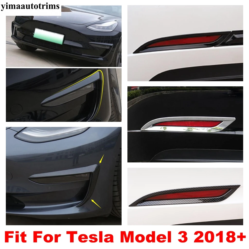 

For Tesla Model 3 2018 - 2021 Front Rear Fog Light Lamp Eyebrow Grille Air Intake Knife Strip Cover Trim Accessories Exterior