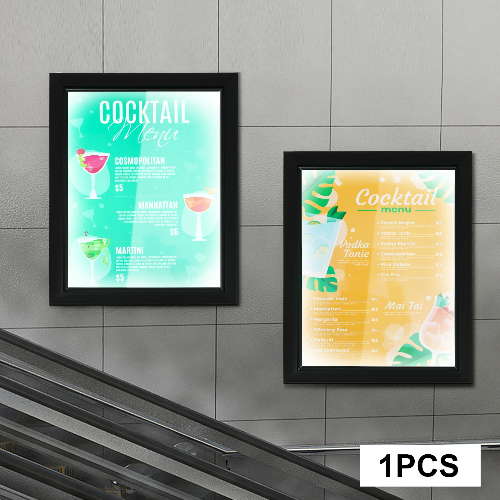 40 × 50 سم صندوق إضاءة LED موفر للطاقة، إطار من الألومنيوم مثبت على الحائط لعرض الإعلان لقائمة المطاعم (34 × 44 سم) #2