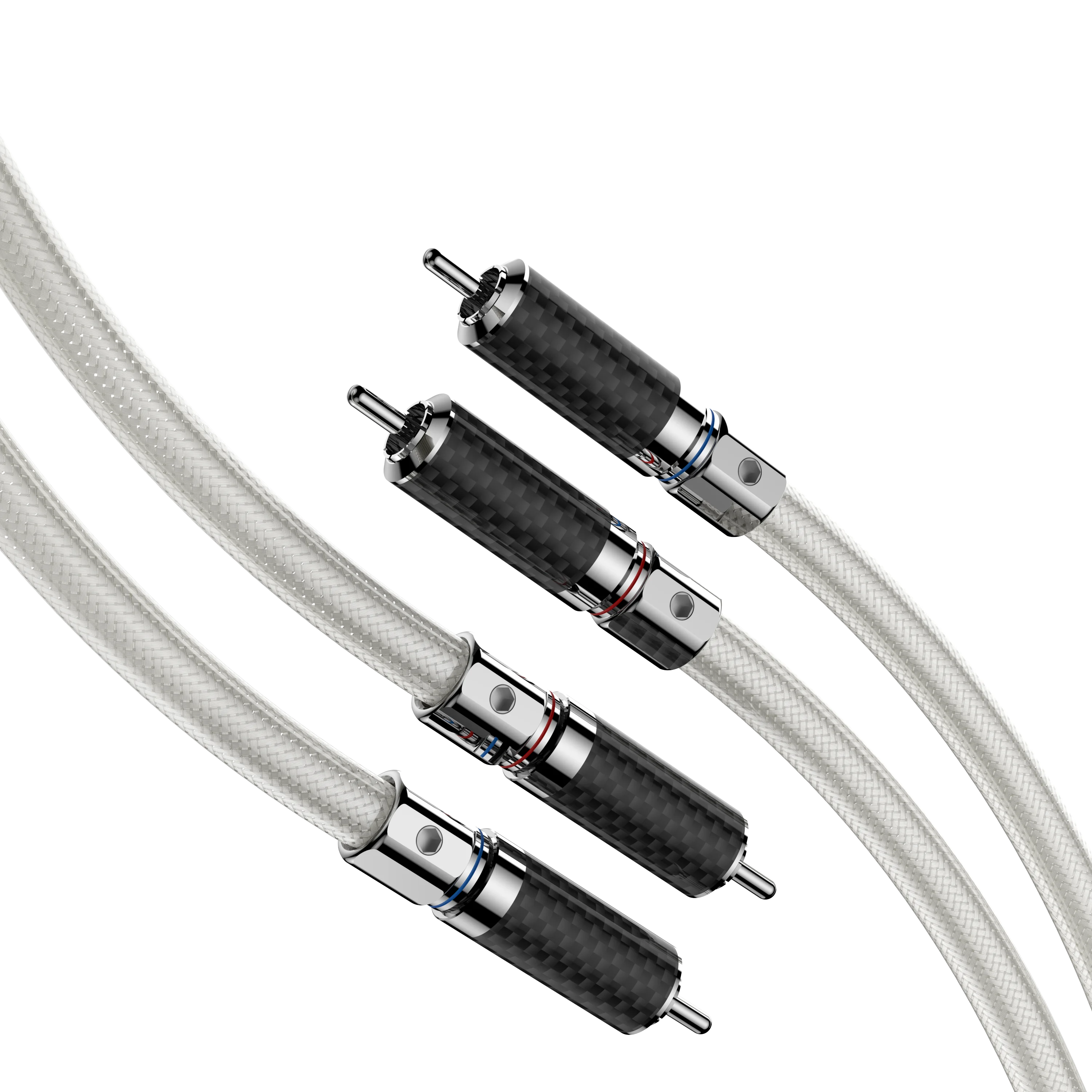 

Pair IC102AG 99.998% Pure Silver Carbon Fiber RCA To RCA Cable HiFi Audio Interconnect Solid PSS Core Silver Plated Plug