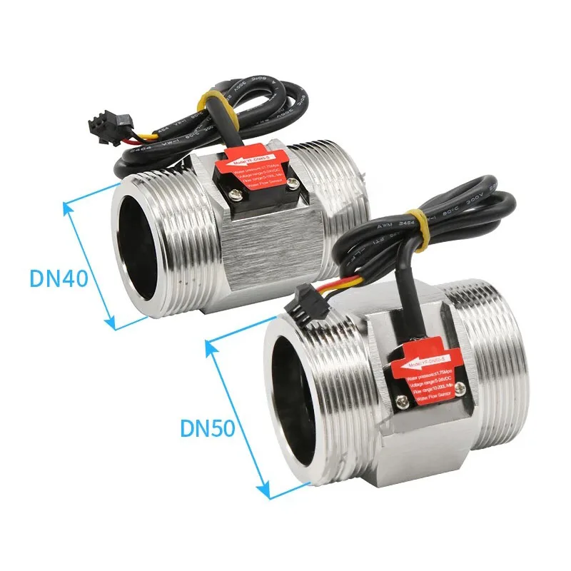 304 Stainless Steel Water Flow Sensor 1.5/ 2 Inch DN40 DN50 Large Diameter Water Flow Meter Hall Turbine Flow Meter