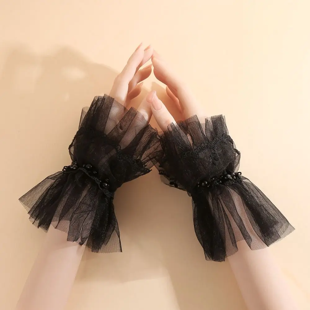 Victorian Detachable Sleeves Cuffs Detachable Comfortable Lace Ruffled Wrist Soft Costume Accessory Fake Sleeves Cuffs view 2