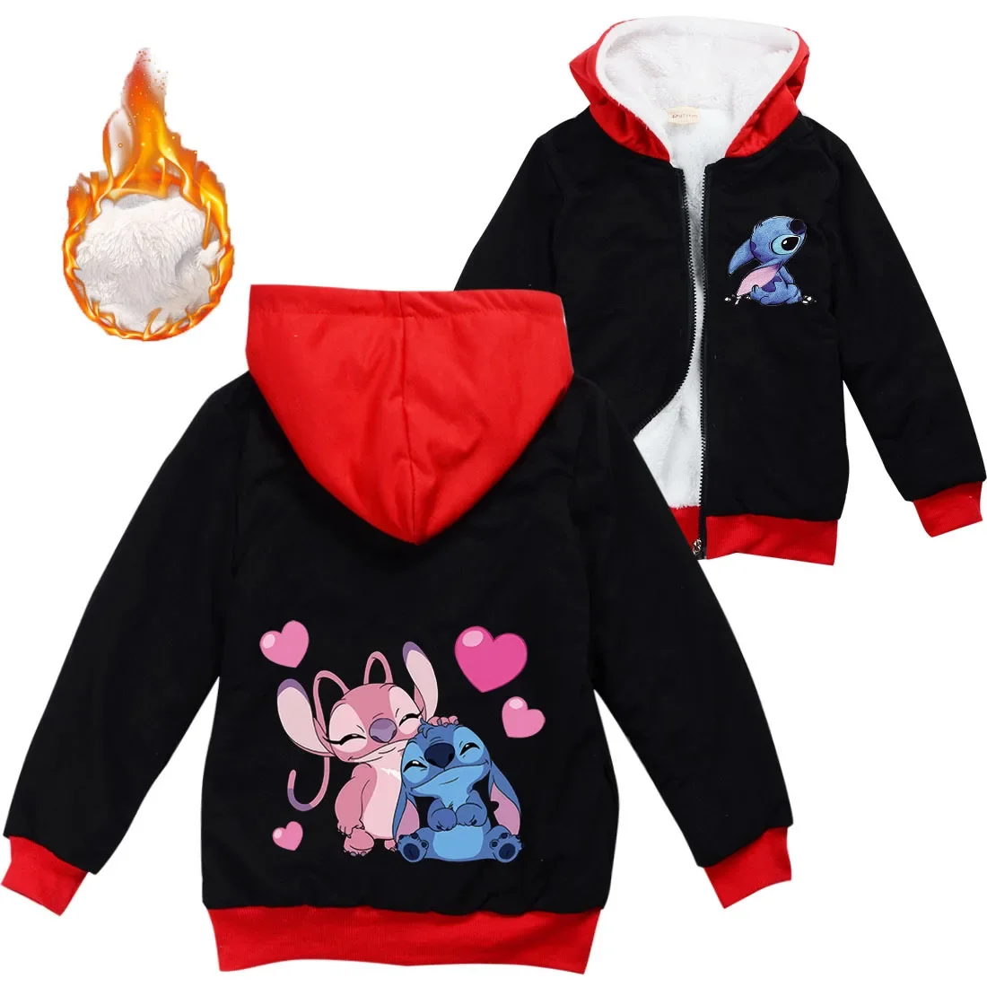 

Disney New Stitch Fashion Autum Winter Couple Hoodie Sweater Loose Jacket Clothes Men Women Tops Warm Kids Thickened Outerwear