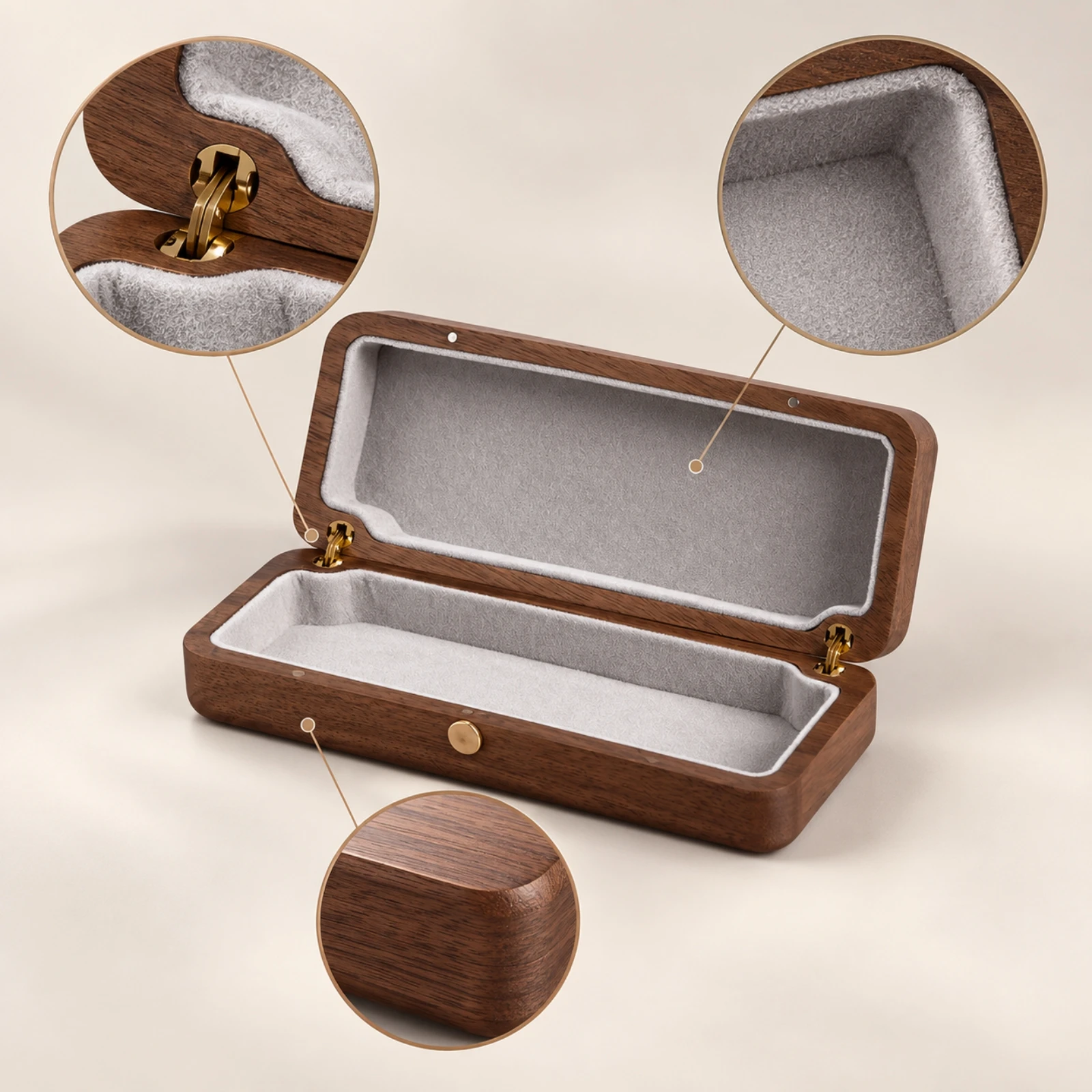 Walnut Glasses Case with Hinged Lid Long-Lasting Walnut Wood Glasses Case Compact Sturdy for Travel, Vehicle