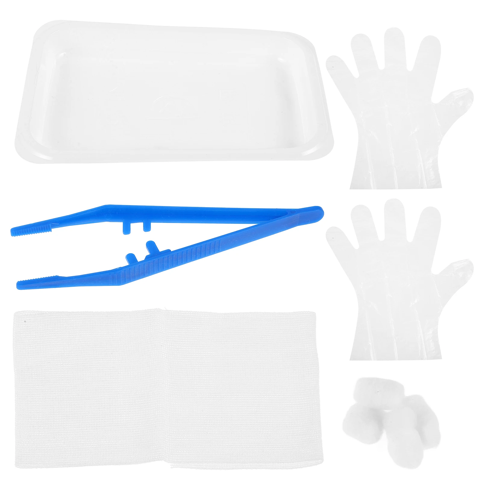 Medical Grade Wound Care Kit Disposable Tools for Home Emergency Cleaning with Cotton Balls Forceps Nonstick Pads Set