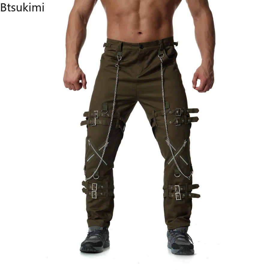 2025 Personality Men's Clothing Fashion Hip Hop Joggers Pants Punk Rock Cargo Pants Trend Streetwear Men Vintage Casual Trousers