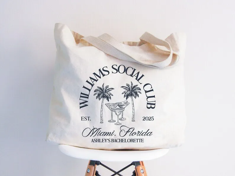 Custom Social Club Bachelorette Tote Bag Large Capacity Foldable Canvas Bags Coastal Beach Party Gift Shoulder Carry Handbags