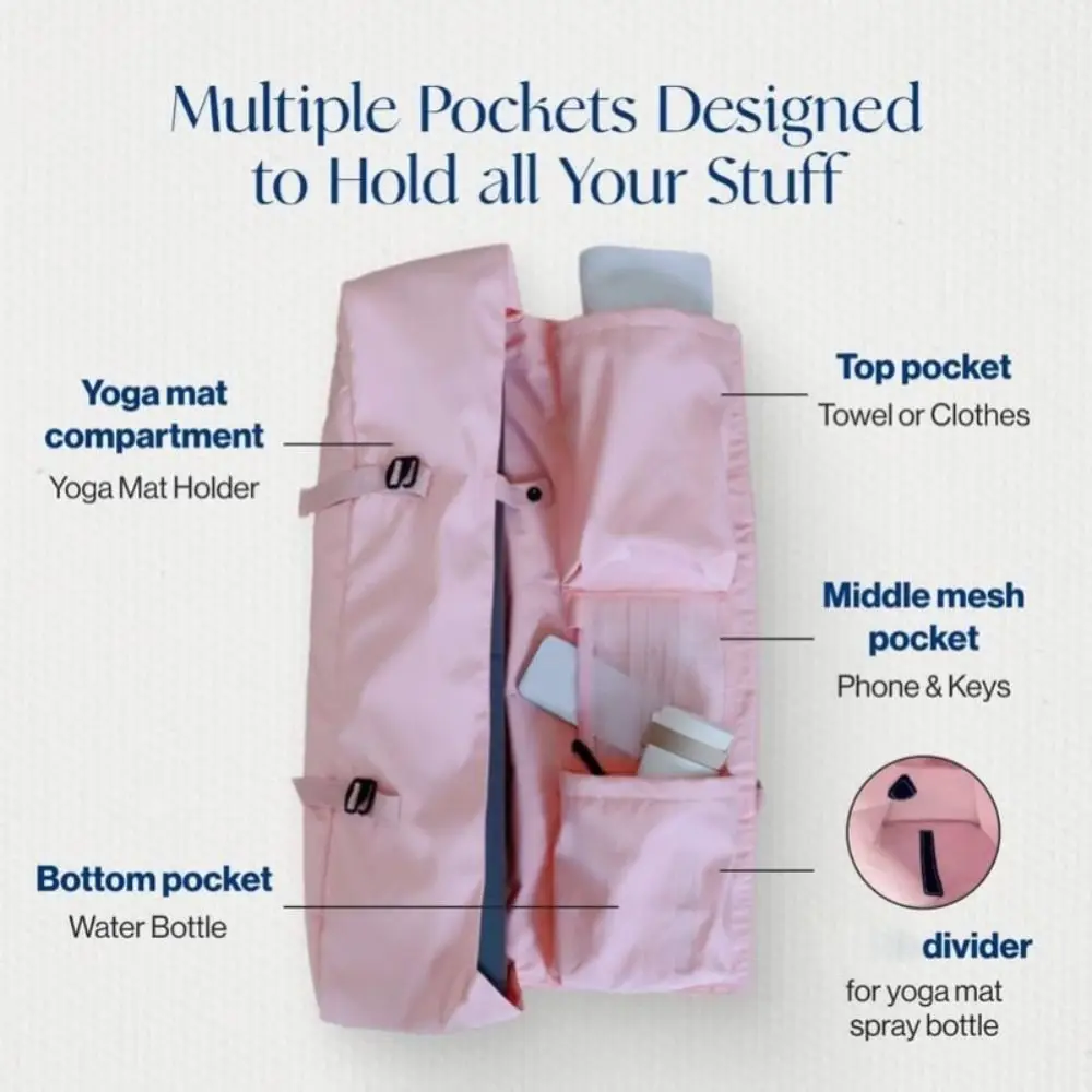Durable Waterproof Yoga Mat Bag Fabric Mesh Pocket Sling Handle Mat Tote Bag Portable Yoga Accessories Yoga Mat Holder Bag