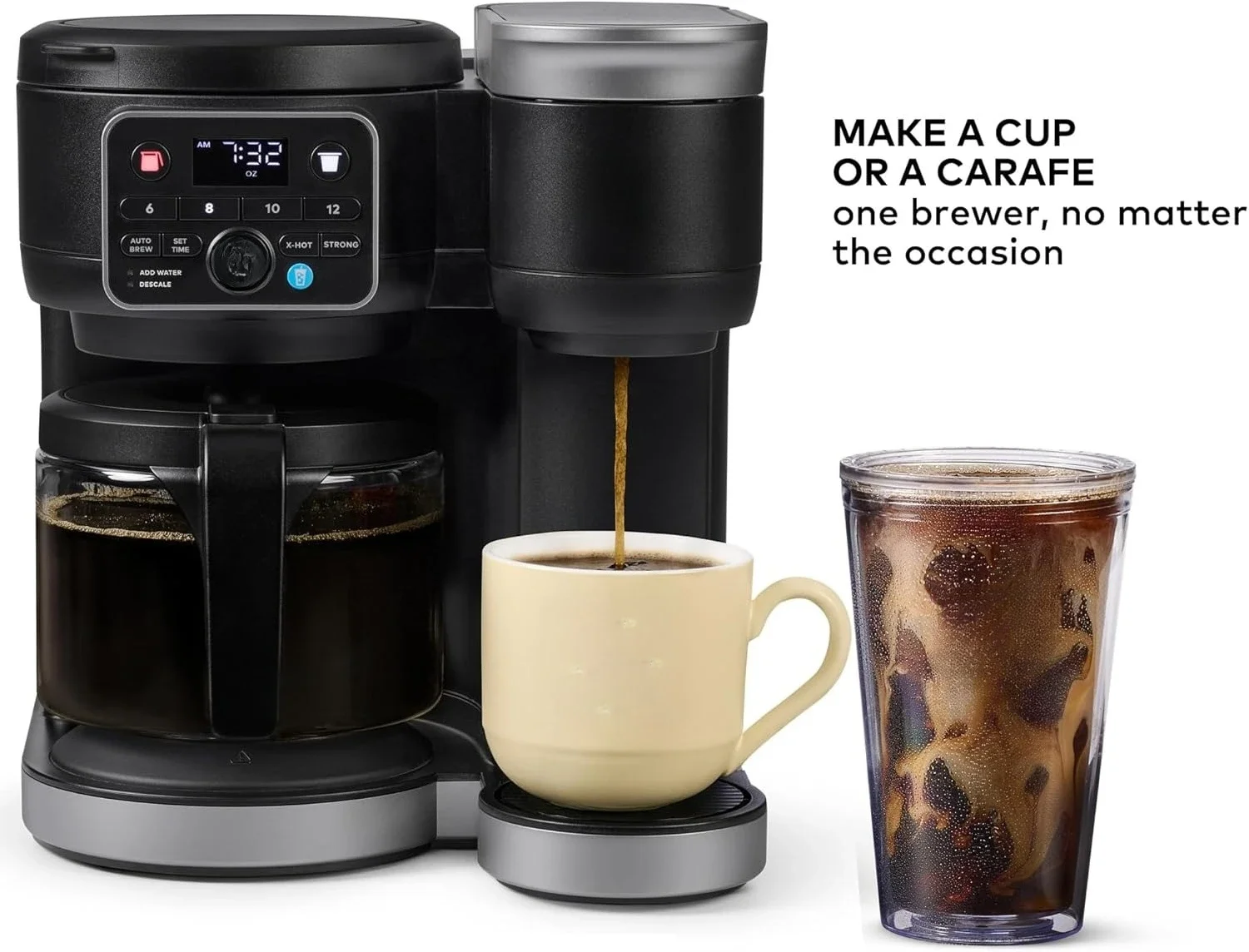 

Hot & Iced Single Serve & Carafe Coffee Maker, MultiStream Technology, 72oz Reservoir (Gen 2)