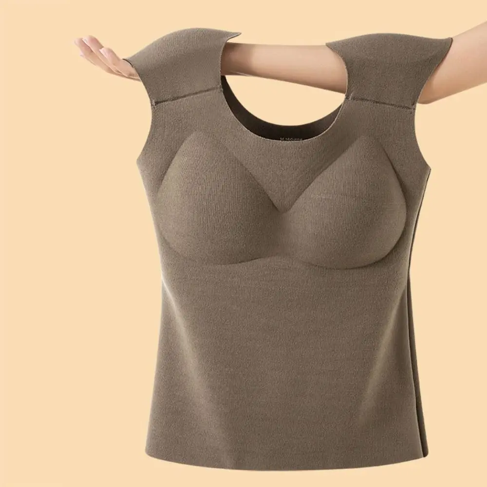 U-neck Right-angle Shoulder Vest Invisible Sleeveless Thermal Underwear Bottoming Shirts Seamless Shoulder Pad Warm Vest