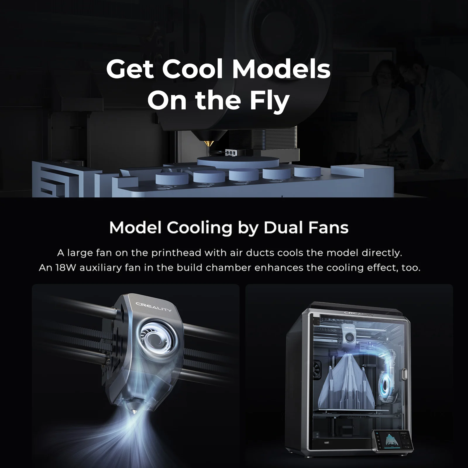 طابعات ثلاثية الأبعاد Creality K1 Max عالية السرعة للتسوية التلقائية مع شاشة لمس ملونة 4.3 بوصة وطباعة الطارد المباشر ذات التروس المزدوجة #4