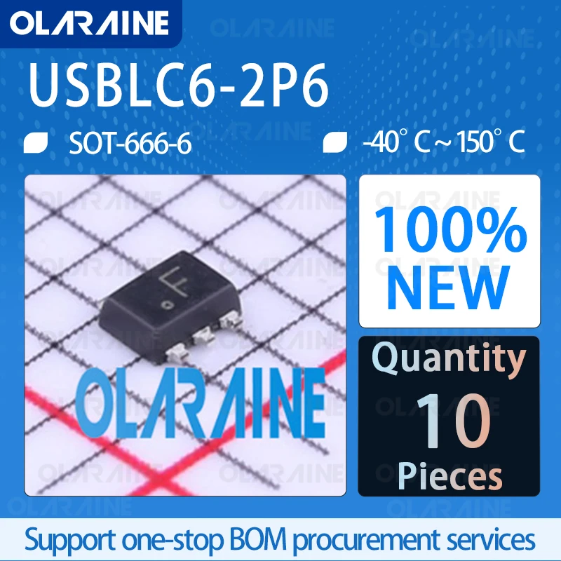 

USBLC6-2P6 SOT-666-6 Circuit Protection ESD Suppressors/TVS Diodes IC chip circuit controller olaraine