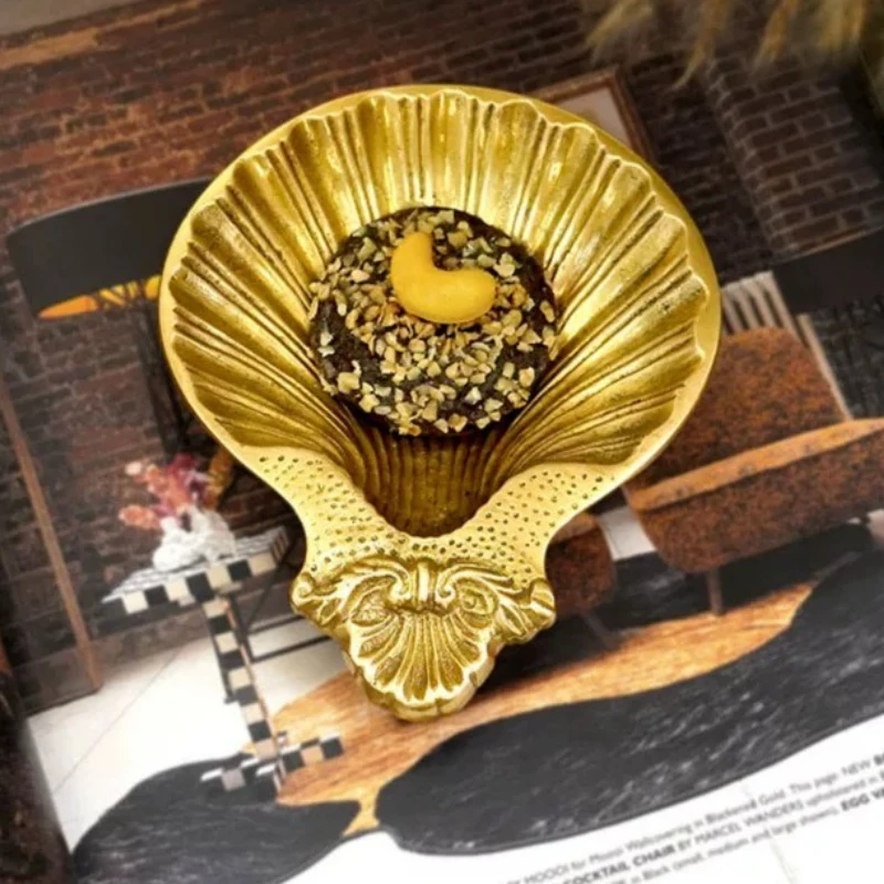 Premium Indian Brass Shell Catchall Tray Handmade Antique Vintage Nut Dish Key Holder Jewelry Bowl for Entryway Decor