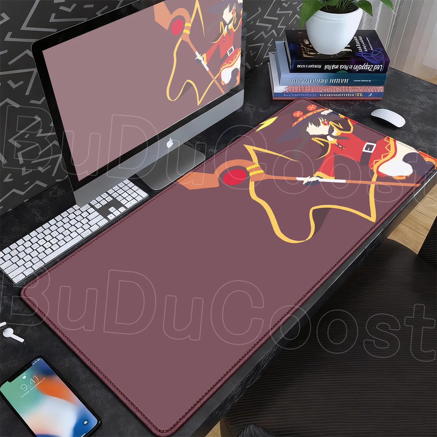 Anime Laptop Mat Kawaii Large XXL Keyboard Mat Gaming Accessories 900x400mm KonoSuba Megumin Non-Slip Edge locking soft Mousepad
