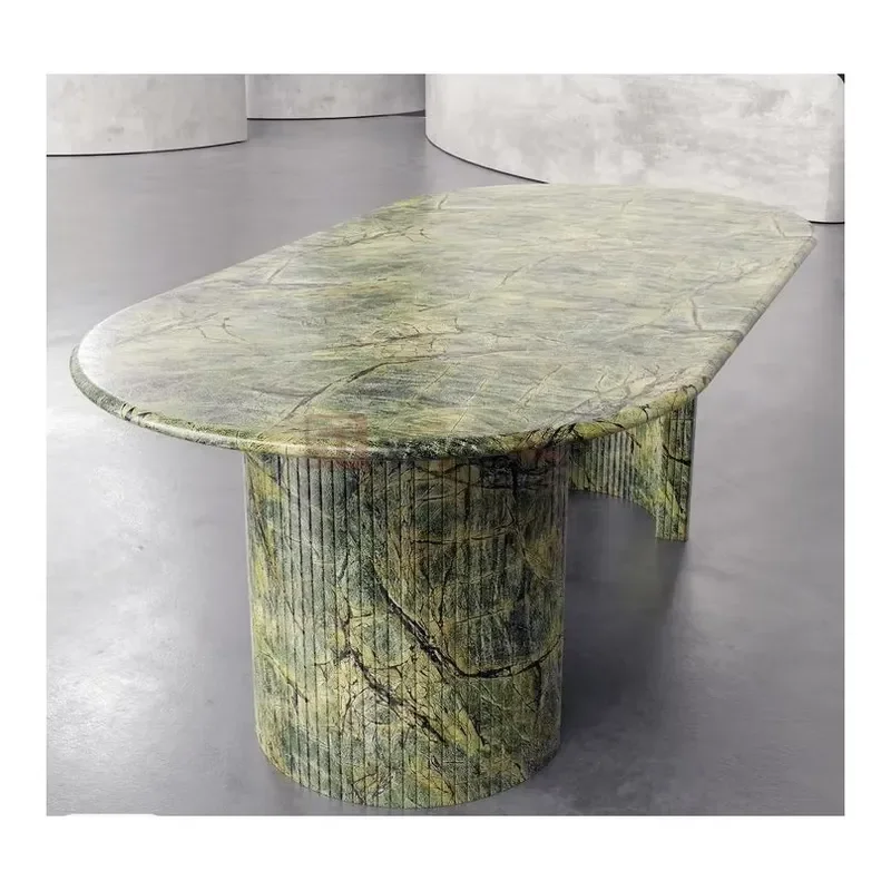 New Design Modern Hot Sale Green Marble Kitchen Custom Decoration Materials Natural Stone Dining Table